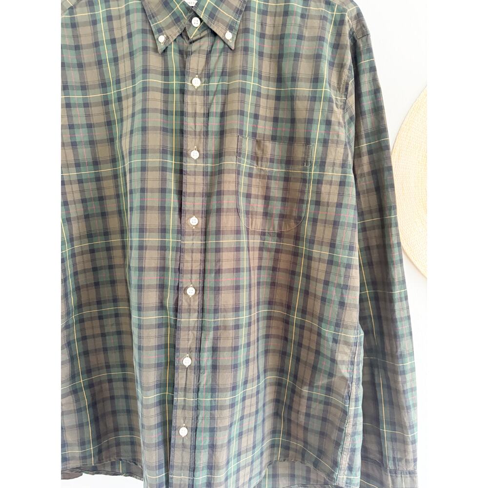 J.Crew | NWT Secret Wash slim cotton poplin shirt in Green Plaid | Sz XL - Picture 2 of 11